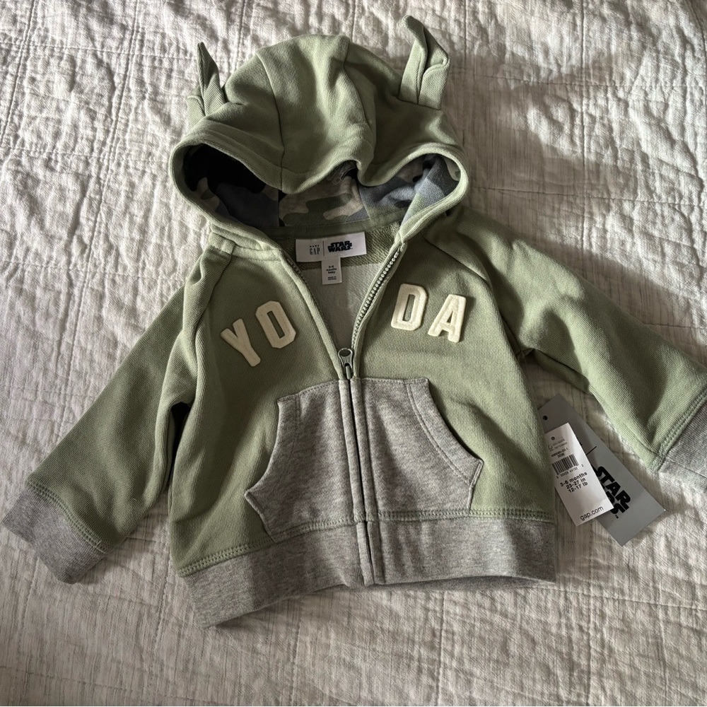 Star Wars Kids Yoda Hoodie - Olive and Gray